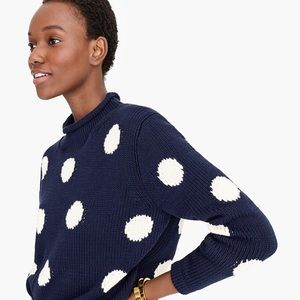 JCrew Women’s 1988 Cropped Roll-Neck Sweater in Dot Navy